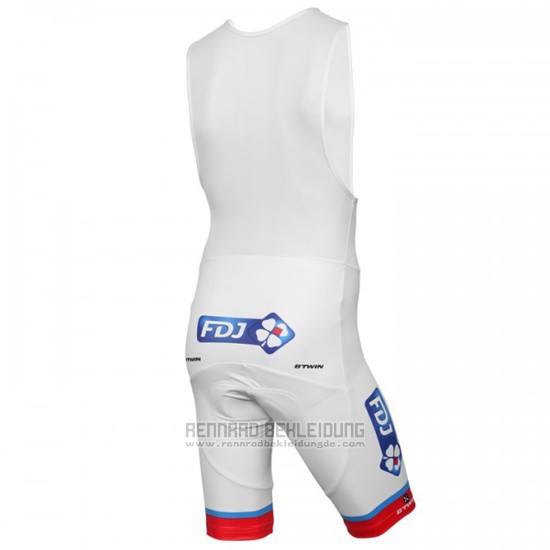 2016 Fahrradbekleidung FDJ Wei und Rot Trikot Kurzarm und Tragerhose